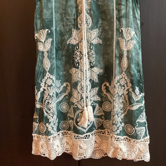 Pinky cotton dress Green and Cream embroidered Lace Dress size XS - Picture 3 of 4